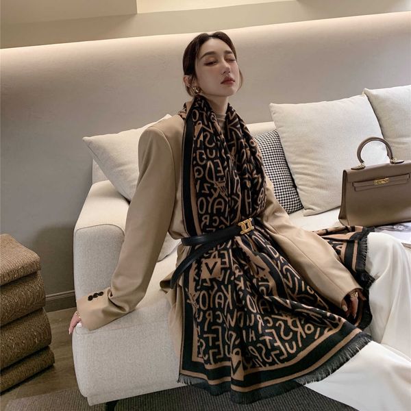 

autumn and femininity versatile go out winter printed scarf thickened letter air conditioning room dual-purpose star shawl, Blue;gray