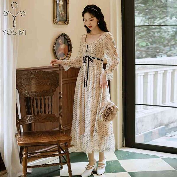 

yosimi beige long women dress summer sleeve v-neck voile ankle-length lace sashes empire evening party ladies 210604, Black;gray