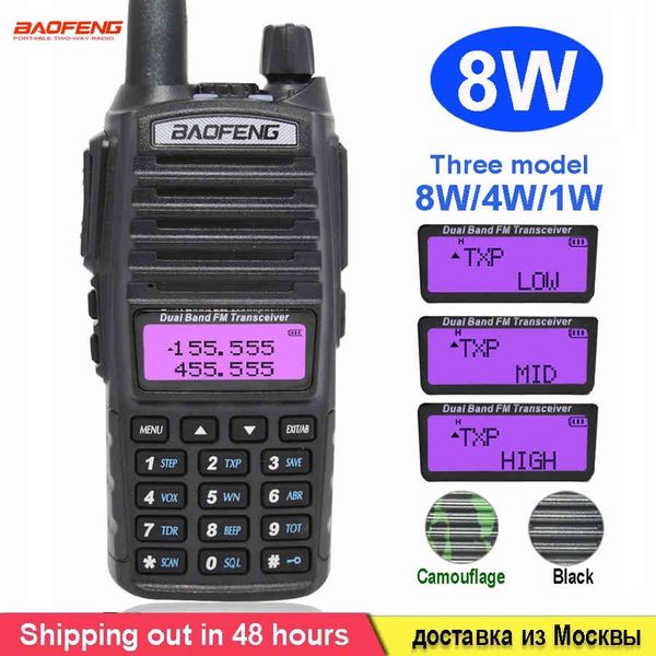 Walkie Talkie portatile da 8 W Pulsante PTT UV-82 Radio bidirezionale Vhf Uhf Dual Band Baofeng UV 82 UV82 radio bidirezionale