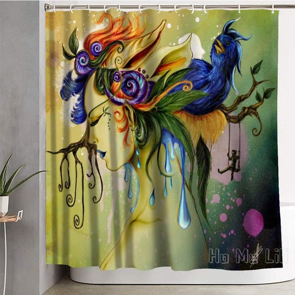 

shower curtains abstract woman natural design curtain wolves bathroom decor waterproof polyester