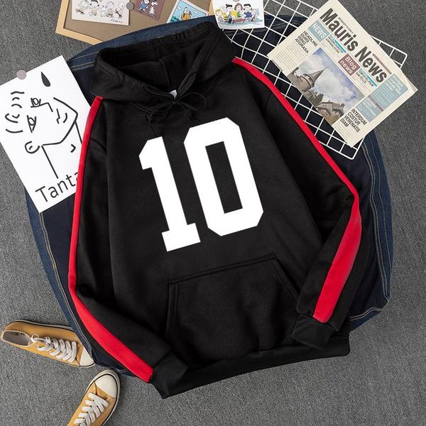 

men's hoodies & sweatshirts spring haikyuu fashion male hinata shoyo number streetwear casual hooded japan anime funny sweatshirt mens, Black