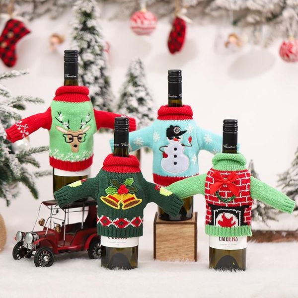 

christmas decorations sweater wine bottle cover knitted ugly sweaters coat gift bag birthday party wedding supplies