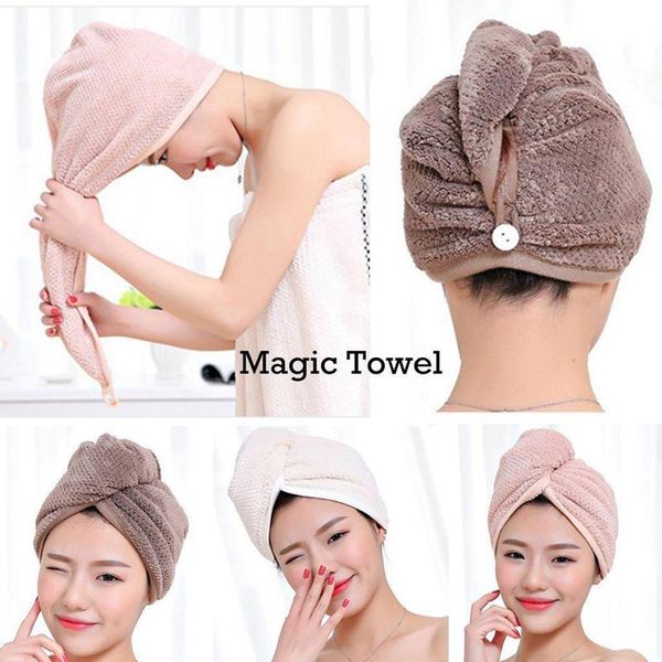 

shower caps microfiber coral fleece cap plain quick dry towel hair wrap thicken