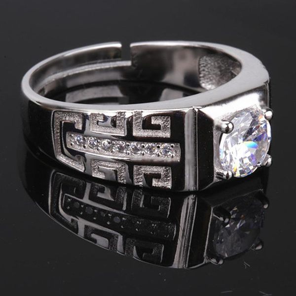 

cluster rings 14k white gold 90 points diamond ring for men adjustable natural zircon wedding band engagement fine jewelry gifts, Golden;silver