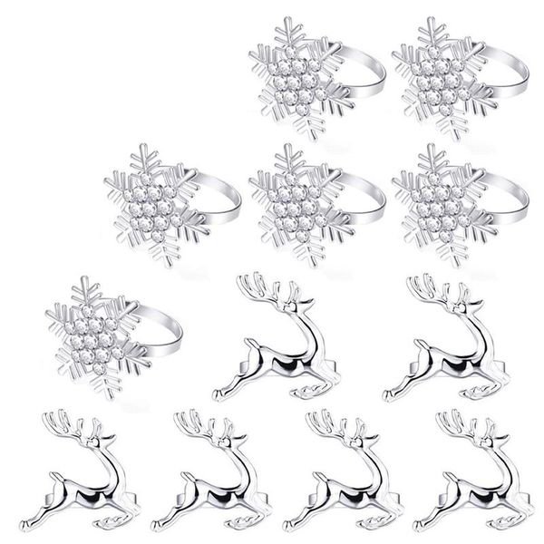 

napkin rings christmas set of 12 pieces rhinestone snowflake and deer