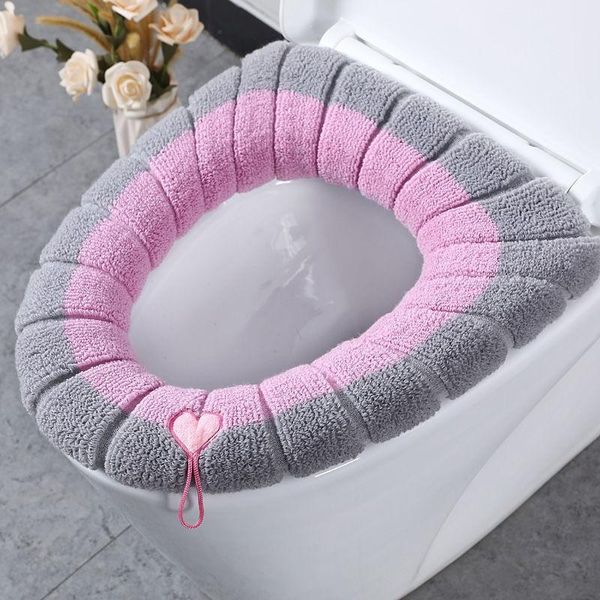 

toilet seat covers winter warmer cover mat bathroom pad cushion with handle thicker soft washable closestool accessories