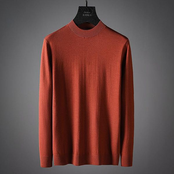 

men's sweaters 2021 high-grade worsted wool fabric in autumn and winter solid color semi high neck sweater bottomed, White;black