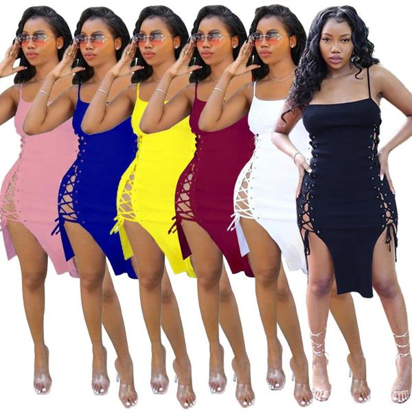 

casual dresses 72l5240 summer women fashion solid skinny split fork bandage dress vestidos plus size, Black;gray