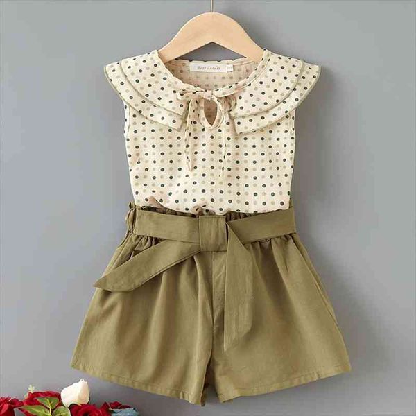 

girls casual clothing sets suit summer kids polka dot and pants outfits cute clothes 2pcs children suits 2-6t, White