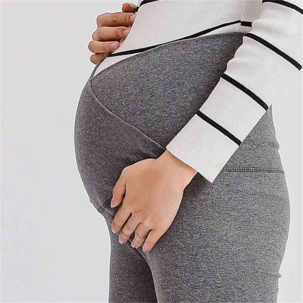 Niedrige Taille Bauch Mutterschaft Legging Frühling Herbst Mode Gestrickte Kleidung für Schwangere Frauen Schwangerschaft Dünne Hosen 210528