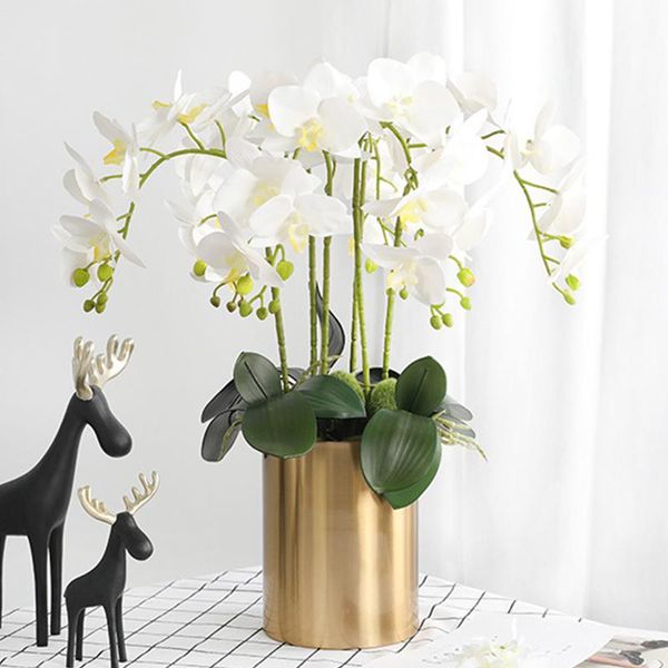 

decorative flowers & wreaths one 9-head artificial orchid butterfly latex silicone realistic simulation flower family wedding decoration diy