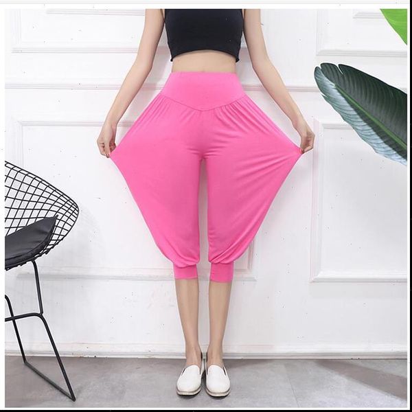 

short jogger pants high waist women legging 3 4 capris modal loose plus size legins purple rose red black