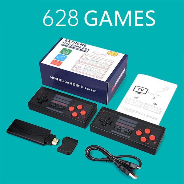 

extreme hd 4k retro mini video game console 8bit 628 games with 2 dual portable wireless controller for hdtv video