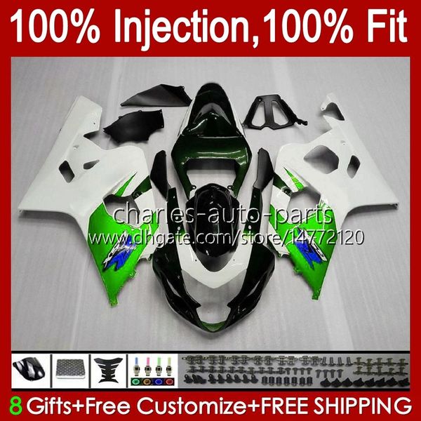 Bodys de Molde de Injeção para Suzuki GSXR750 GSX-R750 GSXR-750 K4 2004-2005 Green White BLK 43NO.99 GSXR 750 600 CC 750cc 600cc GSXR600 04 05 GSXR-600 2004 2004 2005 Kit de Feira do OEM