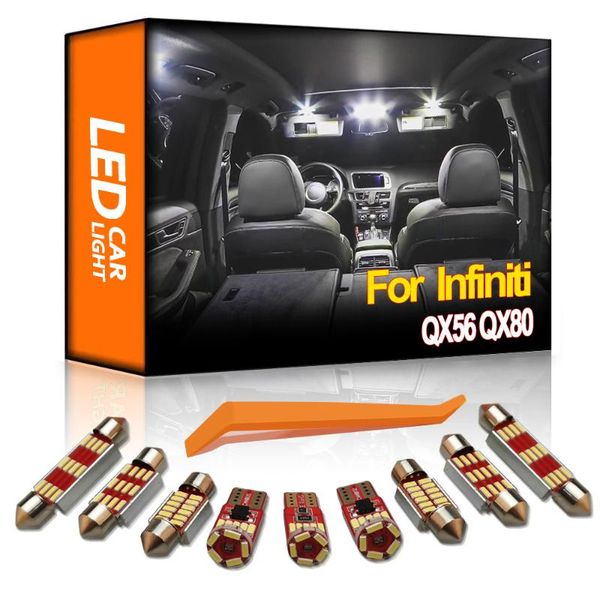 

emergency lights canbus for infiniti qx56 qx80 2004-2021 vehicle led interior map dome trunk light license plate lamp kit