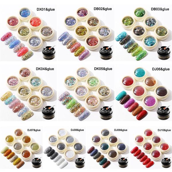 

colors women nail sequins set mirror effect glitter powder with sealant cnt 661