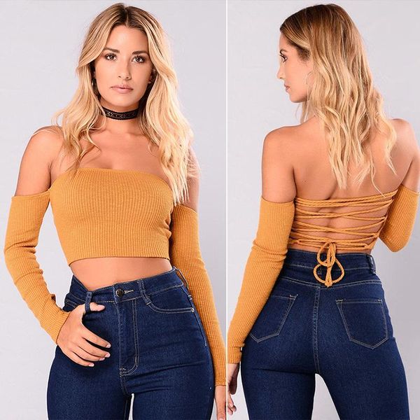 

women's t-shirt nightclub thin halter straps shoulder yellow, White