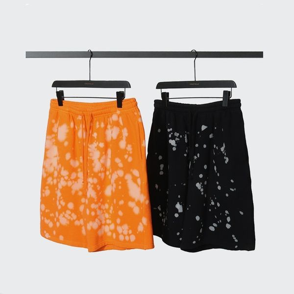 

high street bieber same spray paint wave point loose shorts men's ins hip hop knee length straight men's capris, White;black
