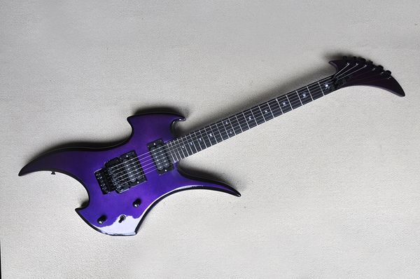 

factory custom metal purple electric guitar with double rock bridge,black hardware,hh pickups,rosewood fretboard,offer customized