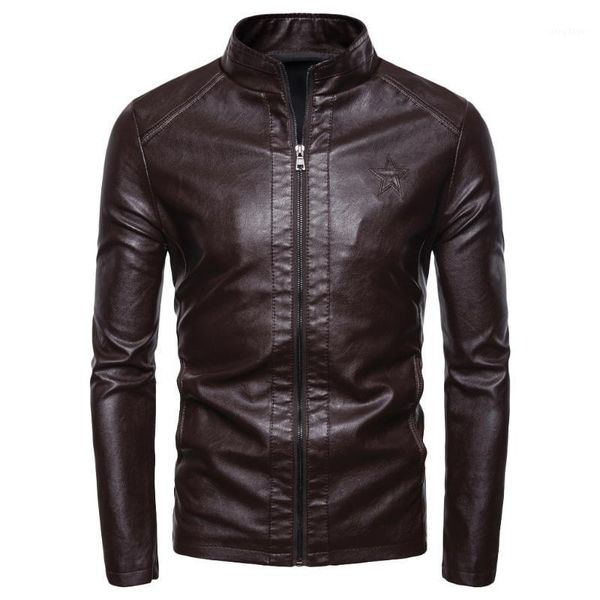 

men's jackets jaycosin autumn male leather jacket plus size 3xl black brown stand collar coats veste homme biker 717
