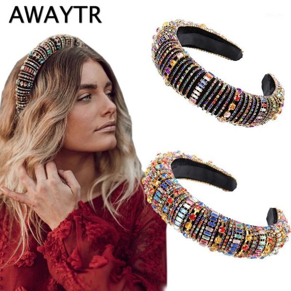 

rainbow bejeweled padded headbands fashion luxurious rhinestones sponge hairbands for women sparkly novelty headbands1