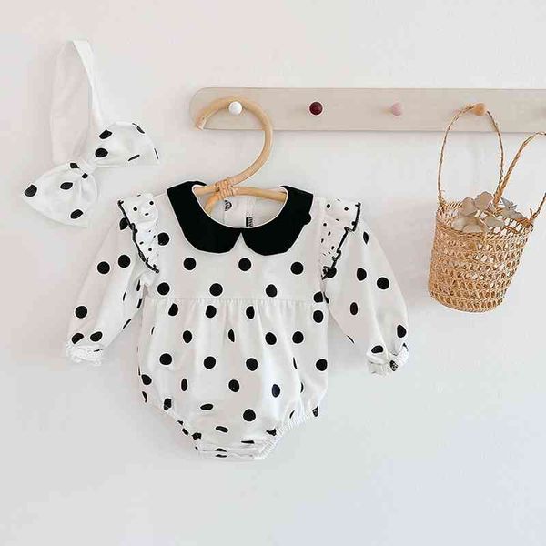 

autumn arrival girls long sleeve dot rompers kids with bow 210528, Blue