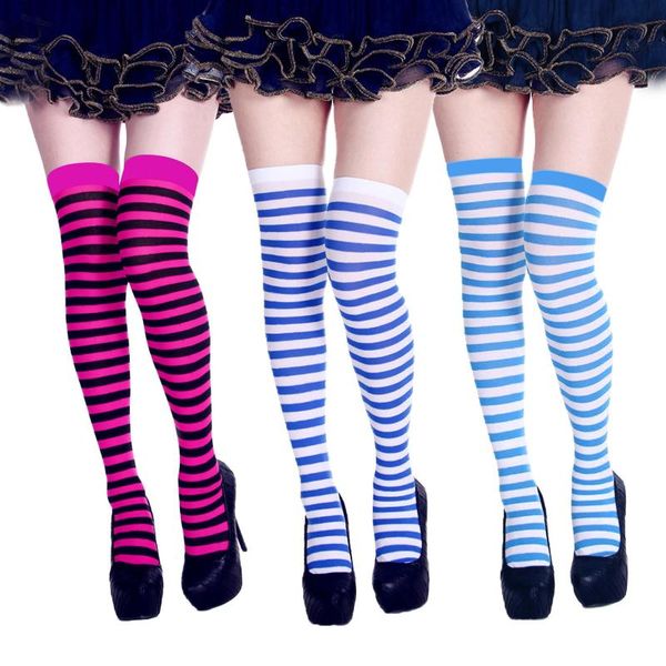 

socks & hosiery halloween women ladies stockings stripe print long tube knee party funny dress up props winter warm sock, Black;white