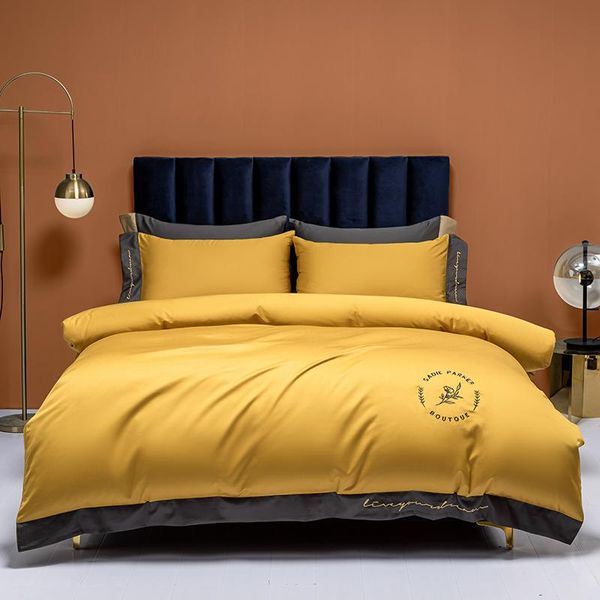 

bedding sets fashionyellow twin full  king cotton set duvet cover pillowcase flat sheet bedspreads home el bedclothes bedroom