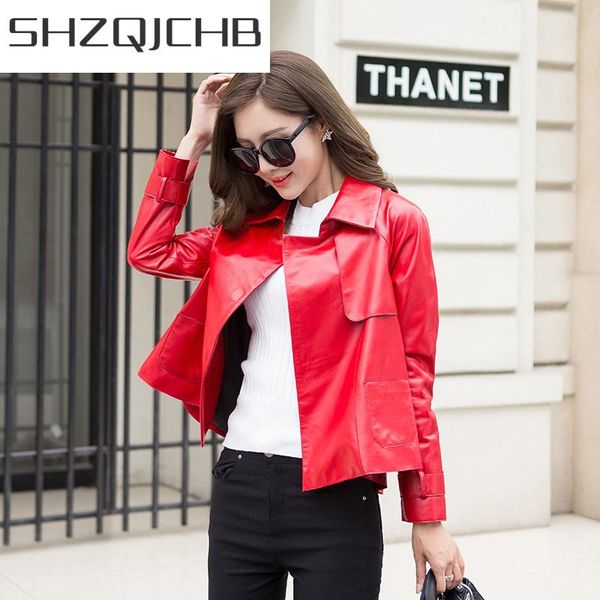 

women's leather & faux shzq natural sheepskin coat female genuine jackets women short korean montone jacket spring outwear clothes lwl1, Black