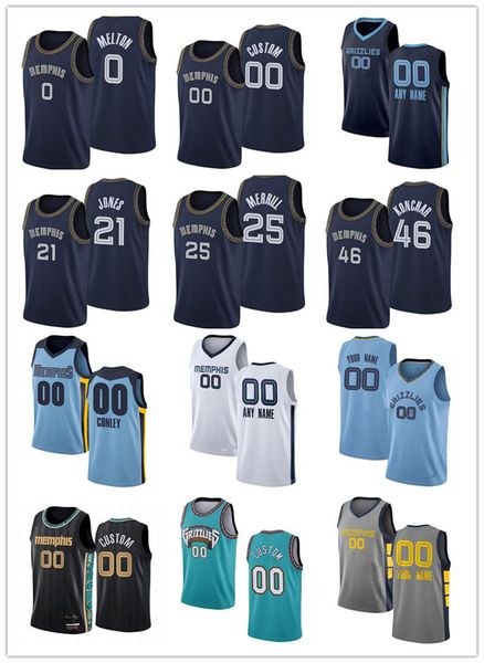 

75th men women memphis's grizzlies's 21 tyus jones 46 john konchar 0 de'anthony melton 5 yves pons 3 tyrell terry custom bask, Black;red