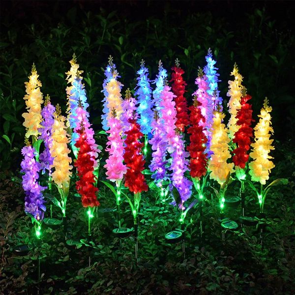 

lawn lamps outdoor led lily flower lamp violet landscape lights with wave switch wedding holiday decoration 75cm solar rgb color