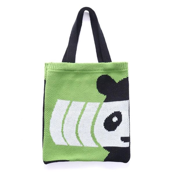 

evening bags fall winter fashion knitting tote handbag for women knitted cute carton pattern school shoulder bag lovely female working purse