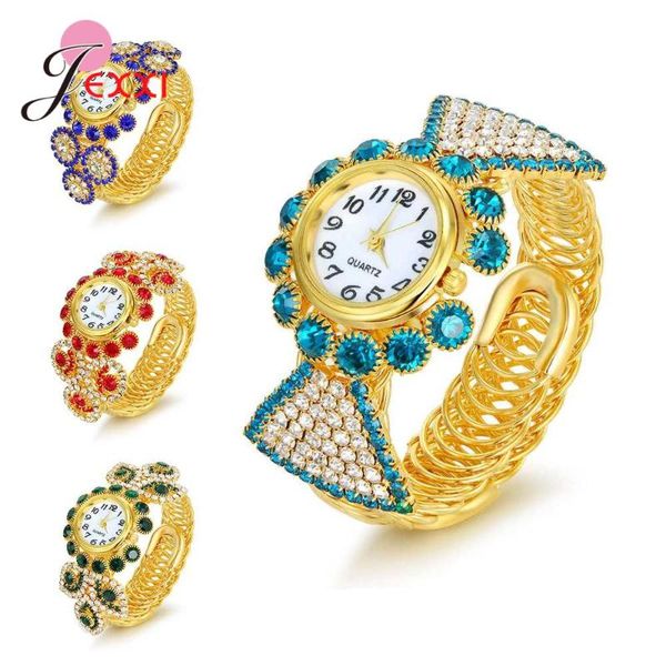 

women fashion wristwatches ladies gold color quartz watch crystal rhinestone decoration for wedding/engagement, Slivery;brown