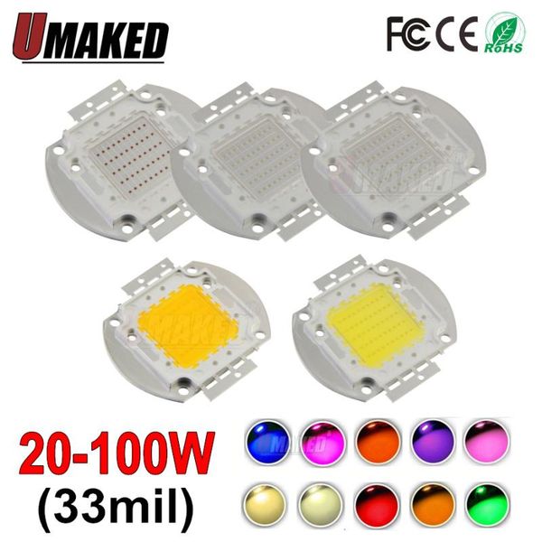 

light beads high power 33mil led chip warm pure cold white lighting 20w 30w 50w 100w integrated matrix bulb cob lamp