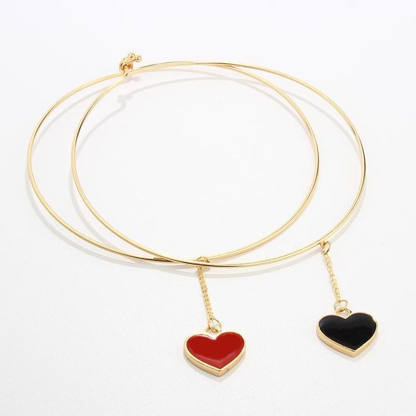 

chokers 2021 fashion women necklace hearts pendant for girls valentine's day gift red black colors choker jewelry, Golden;silver