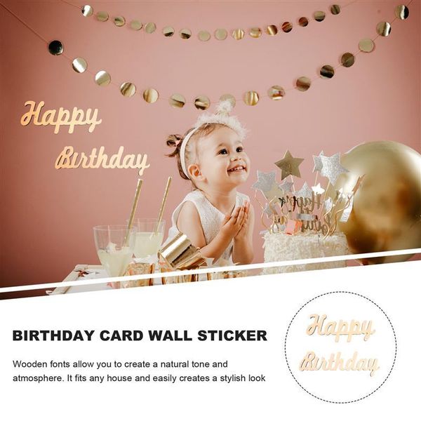 

party decoration 1 pc wooden birthday wall sticker po prop decor