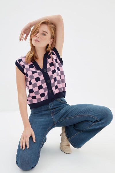 

women's sweaters trendyol square jacquard knitwear jumper twoaw22hi1279, White;black