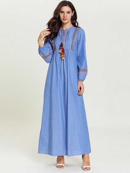 

casual embroidery dubai arab abaya dress women muslim long robe big swing kimono elbise hijab dresses turkey islamic clothes 4xl, Red