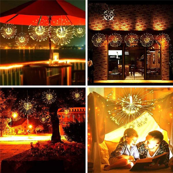 

christmas lights 8 modes battery operated decorative 120 150 180 200 firework shaped copper wire mini led string