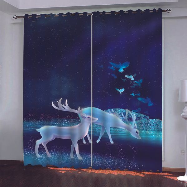 Creative 3D Cortina Animal Imprimindo Dreapes para sala de estar Bedroom Blackout Porta de janela Cortinas