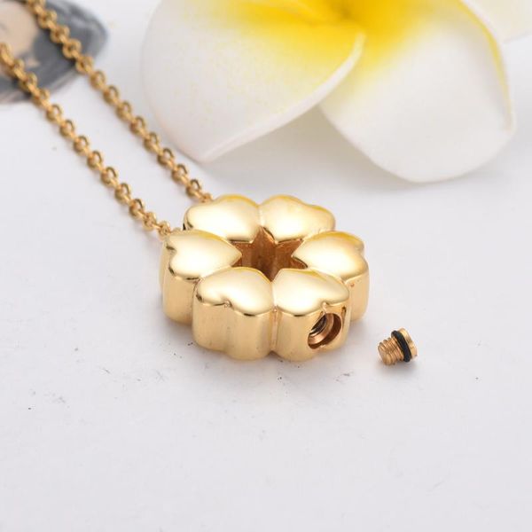 

pendant necklaces ijd9723 flowers with heart women charm stainless steel keepsake memorial urn necklace cremation jewelry, Silver