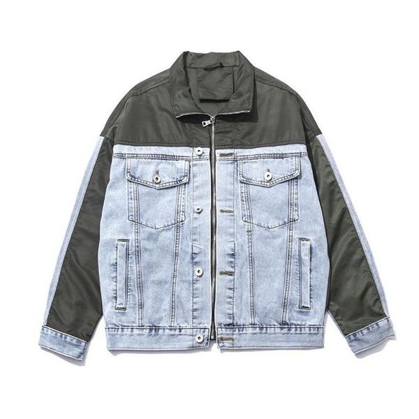 

men's jackets kiovno men high street streetwear denim and coats spring autumn cotton outwear for male patchwork, Black;brown
