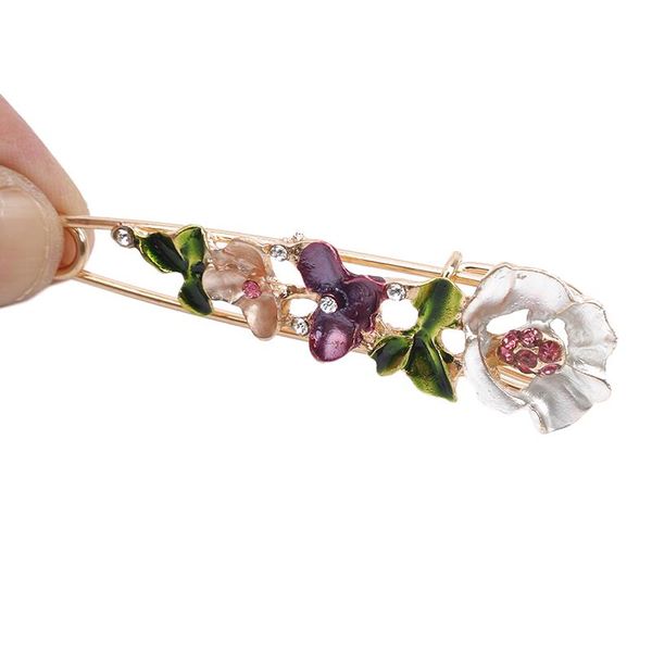 

pins, brooches pin rhinestone jewelry flower enamel brooch women cardigan scarf dress clothes elegant lapel accessories, Gray