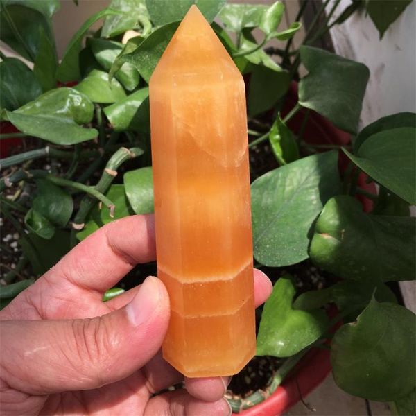 

decorative objects & figurines natural orange calcite pillar crystal rod point post mace healing spirit wheel pendant