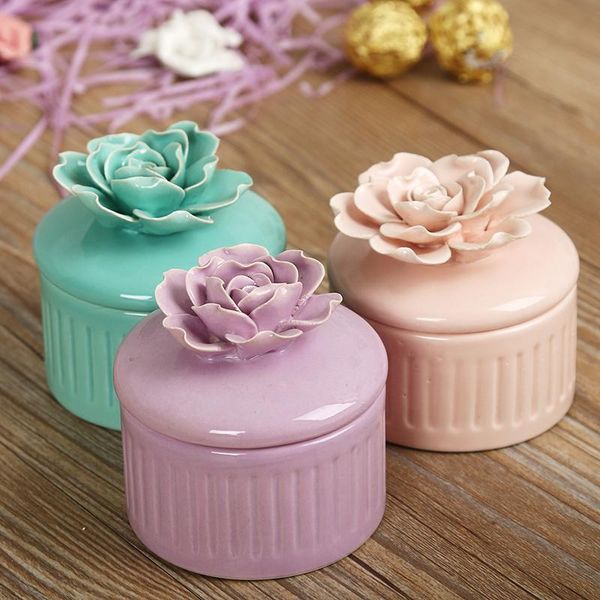 

storage bottles & jars multicolor rose heart shaped ceramic jewelry box wedding earrings necklace accessories pots sugar gifts