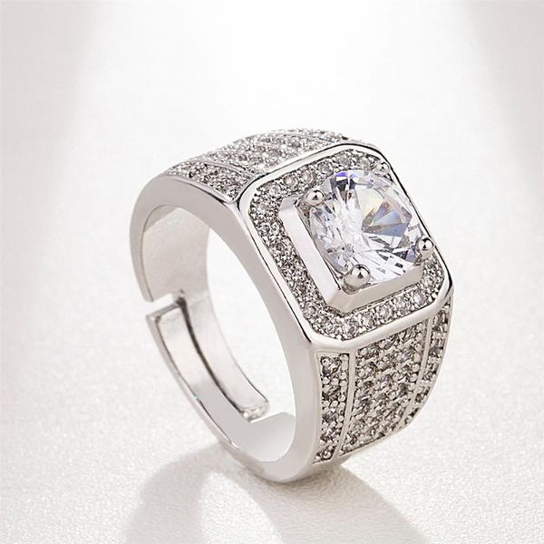 

cluster rings 14 k white gold natural 3 s diamond ring for men fine anillos de silver 925 jewelry bizuteria gemstone 14k box, Golden;silver