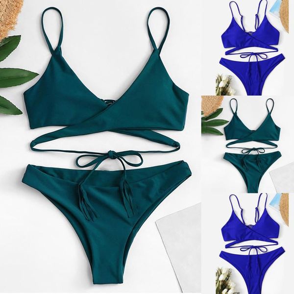 

women's swimwear bikinis 2021 halter swimsuit solid women plus size bikini set bathing suit push up two-piece biquini, White;black