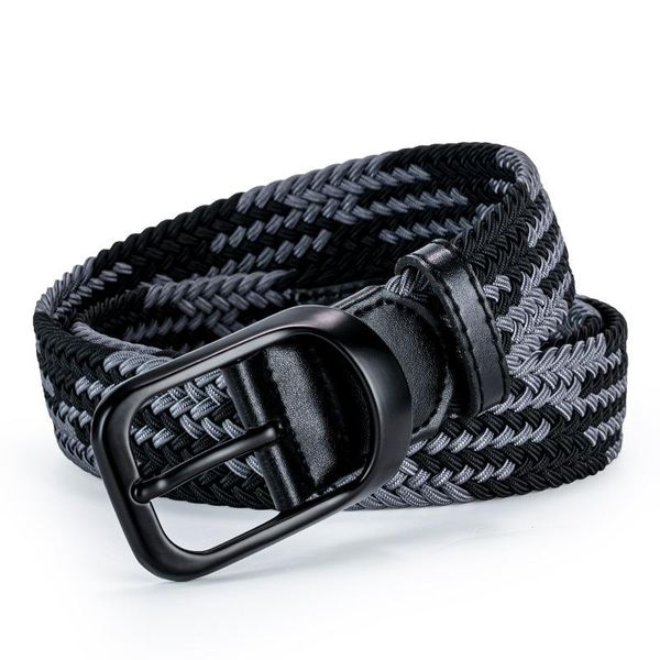 

belts no holes and men's woven belt elastic canvas women's korean versatile student, Black;brown