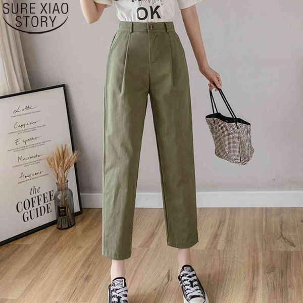 

women spring and summer korean fashion casual loose harem pencil pants high waist solid work female trousers 9647 210417, Black;white