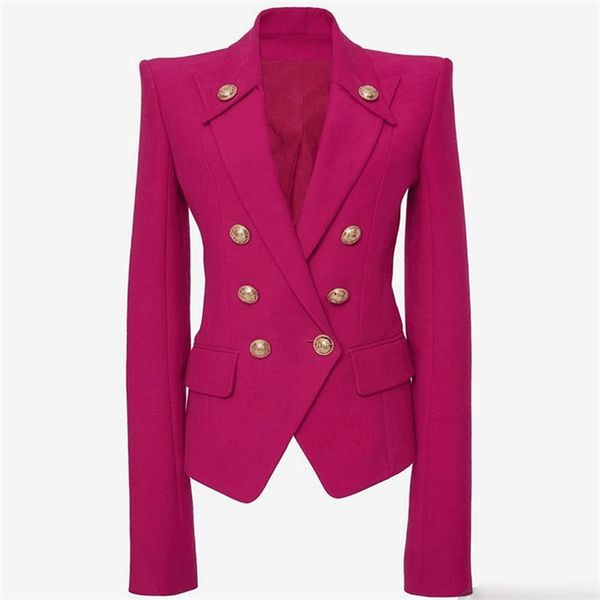 

est designer blazer women's collar buttons double breasted metal outer wear 211019, White;black